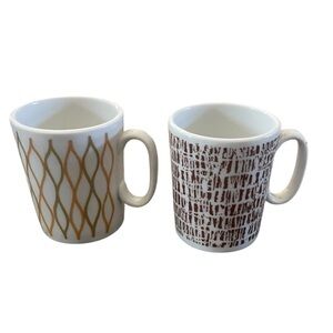 Set of 2 Vintage Espresso / Demitasse Cups / Mugs/ Cups  Brown Orange 2.75”